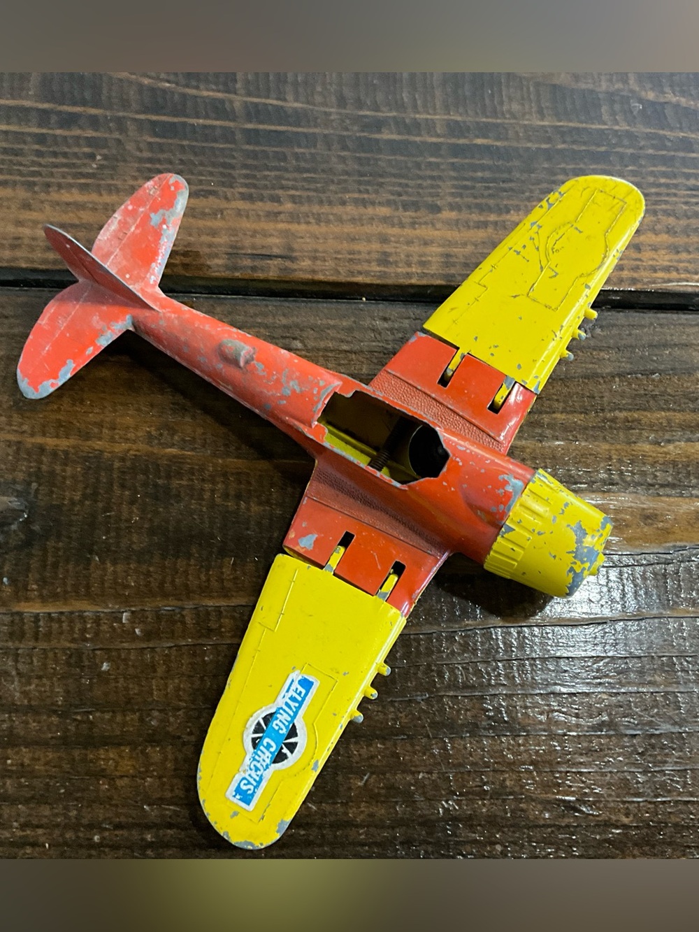Vintage Hubley Kiddie Toy Flying Circus Airplane Folding Wings Parts Repair